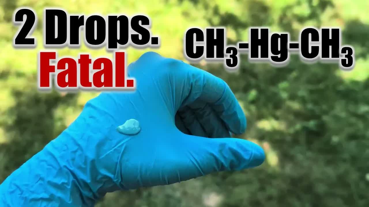 YouTube thumbnail for Chemistry in a Nutshell video on Dr. Karen Wetterhahn and dimethylmercury.
