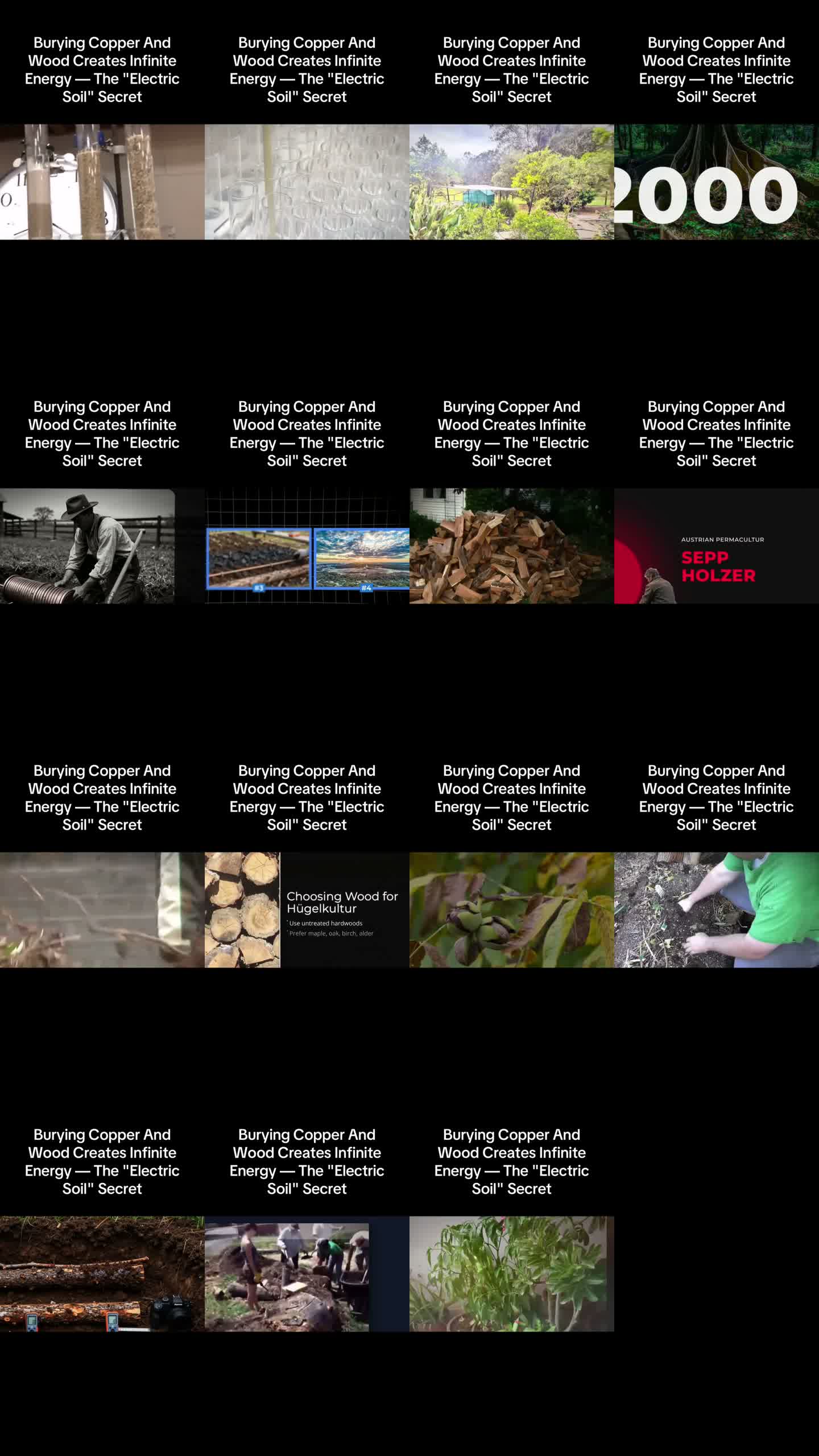 Contact sheet from TikTok electric soil garden video